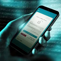 スマートフォンに表示された偽のログイン画面