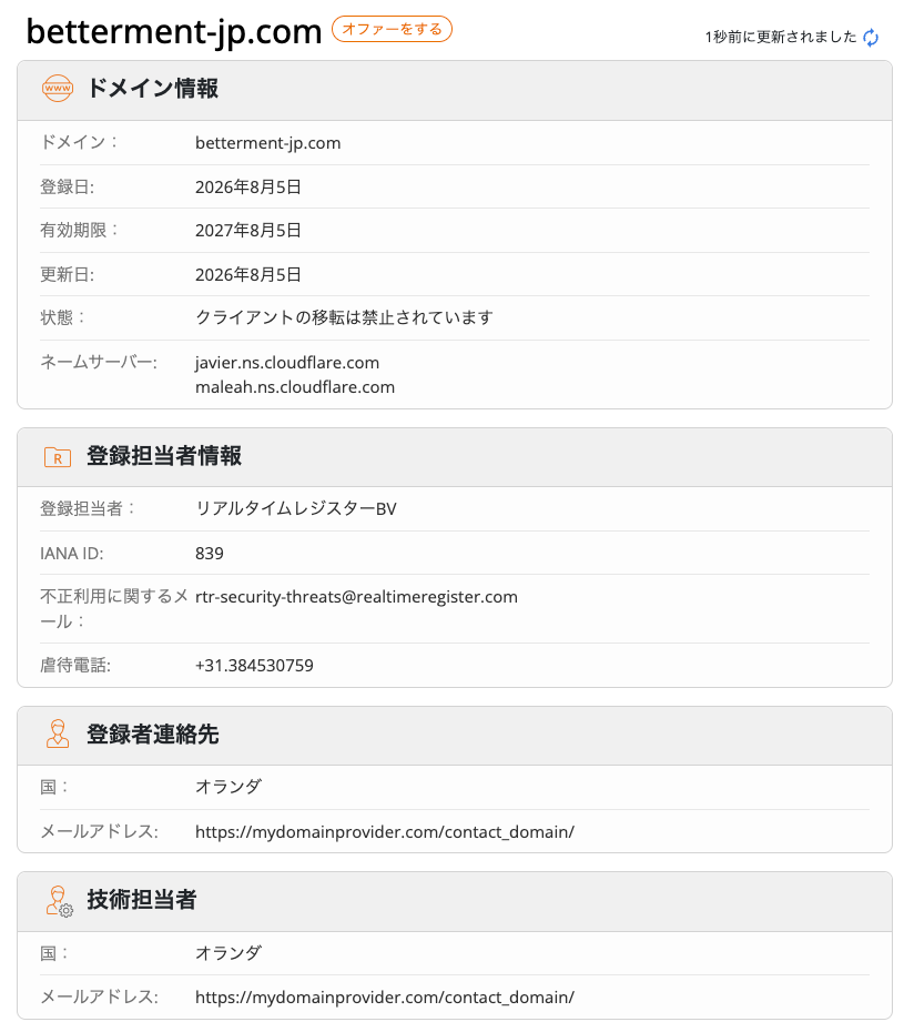 Better-jp-betterment-jp.comのwhois情報