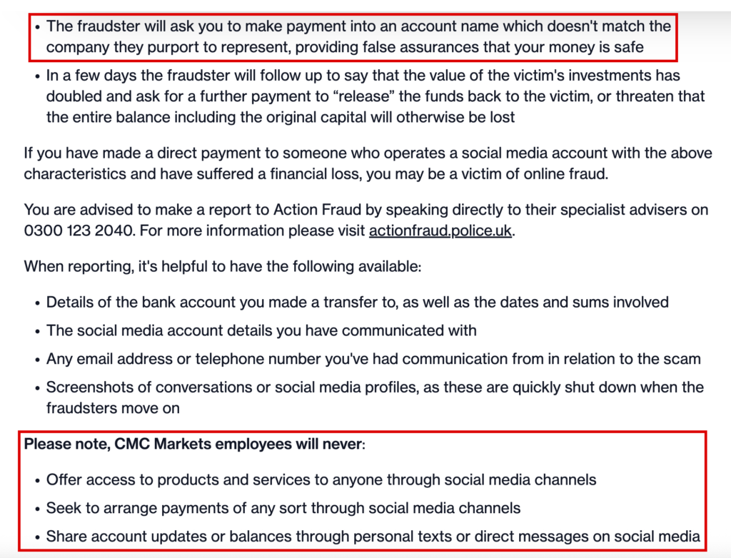 forexindex-SNSでの勧誘に注意を促すCMC Markets本体の案内