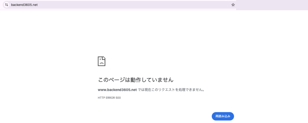 H&Mシステム（合同会社はやめ）-backend3605.netにアクセスした画面