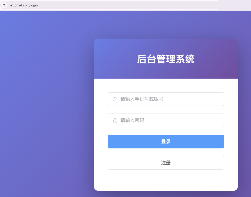 PSDLR-設定に管理ダッシュボードとして記録されているドメインを開いた画面