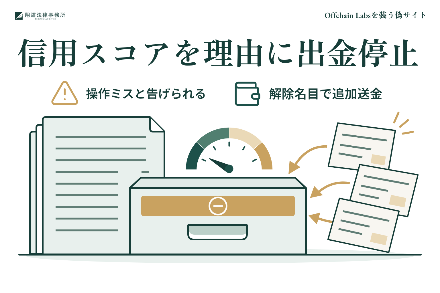 信用スコアを理由に出金停止:操作ミスと告げられる、解除名目で追加送金