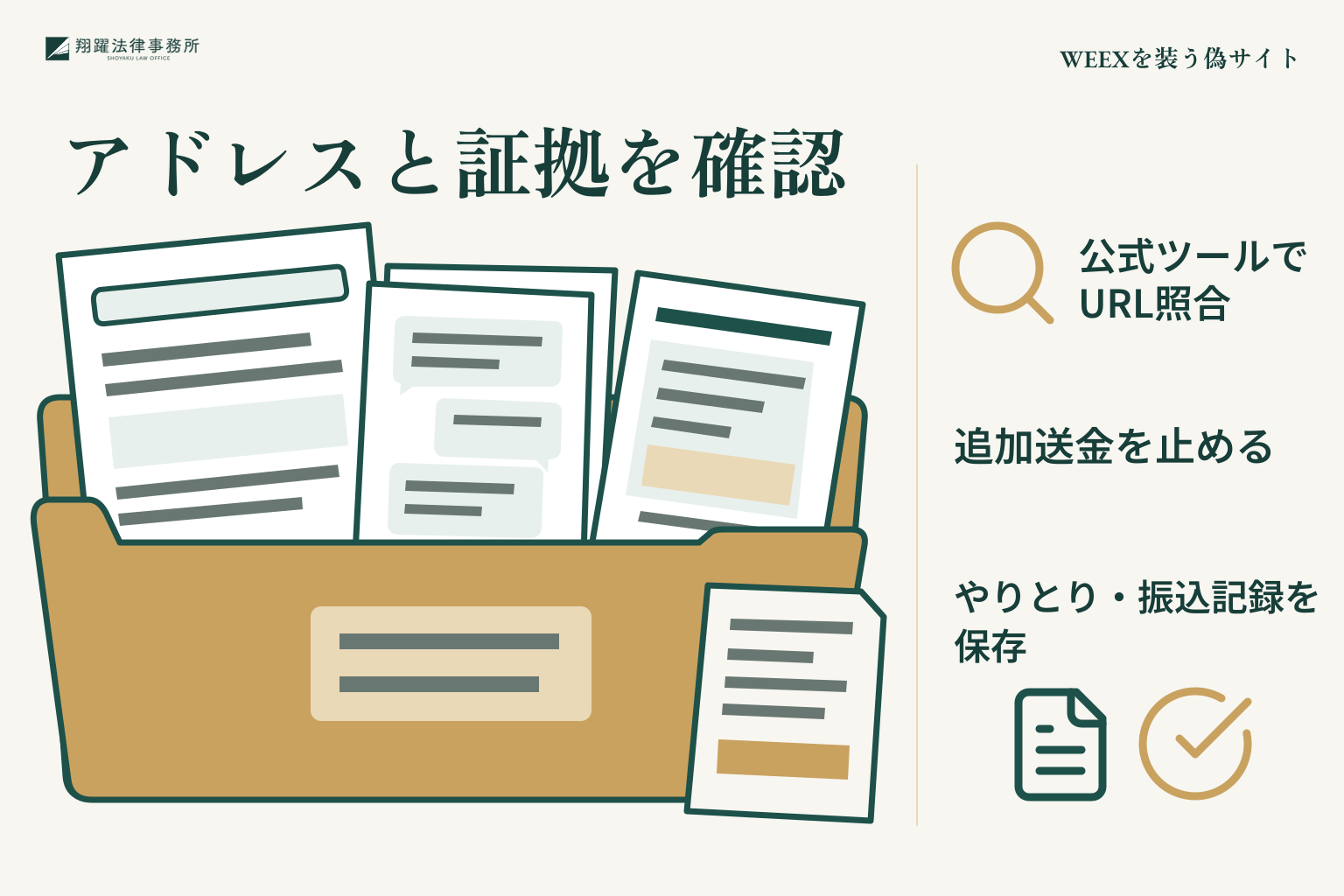 WEEXを装う偽サイト:アドレスと証拠を確認、公式ツールでURL照合、追加送金を止める、やりとり・振込記録を保存