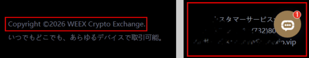 weexjp-WEEXの名前と連絡先の一部が残るデモ画面の足元
