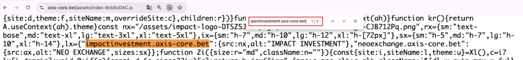 axiscore-2つのアドレスとロゴの対応が書かれたプログラム