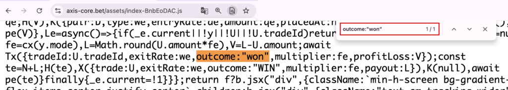 axiscore-結果を常に「won」として記録するプログラム