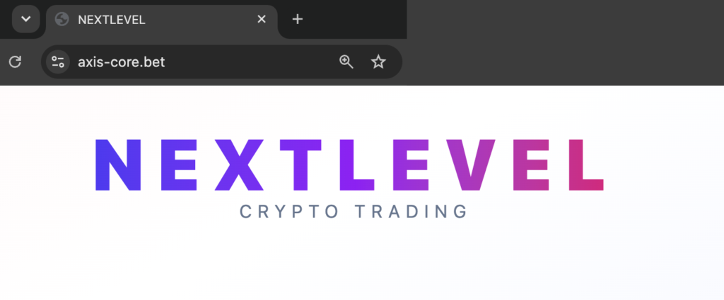 axiscore-ロゴと「CRYPTO TRADING」だけが表示されるトップページ