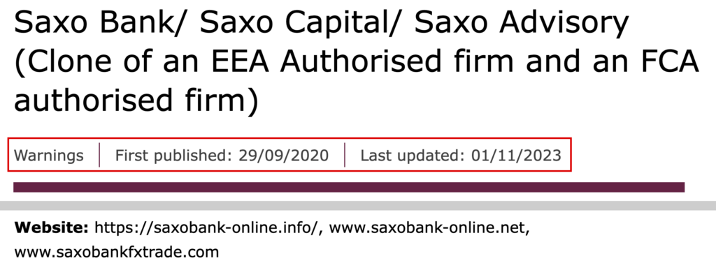 saxonjp-Saxoの名前をかたる偽業者への英国FCAの警告
